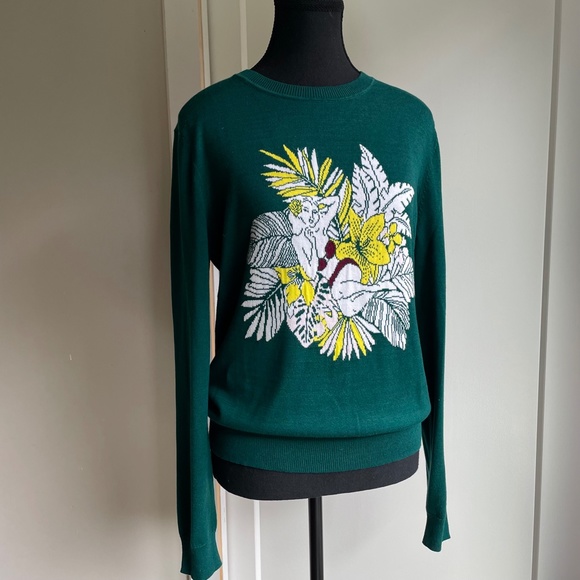 Tuk in Light Sweater Green with Tropical Pin Up Girl  Motif NWT - Picture 2 of 12